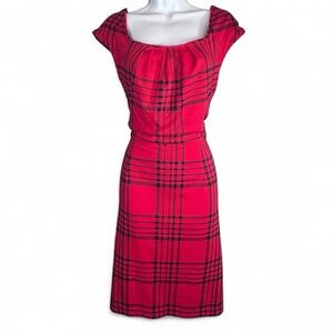 R&K Originals Red Plaid Stretch Dress